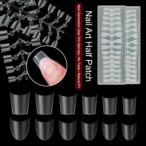 240 Pcs Nail Tip  C-Shape Curved Crescent Half Cover Nail Extender