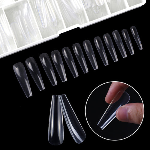 Full Coverage Natural Coffin Shaped Ballerina Nails Acrylic Nail Tips 360 Pcs
