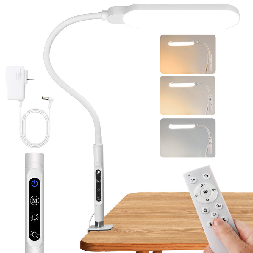 BQAN LED Desk Lamp with Clamp, Flexible Gooseneck Nail Table Lamp Touch Control, Eye-Care 15W Desk Light 5 Modes & 9 Brightness Levels for Nail/Office/Home/Work