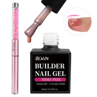 BQAN HEMA-Free Builder Gel, 7-in-1 Self-Leveling Nail Extension Gel with Base/Apex/Strengthener(White & Nude)