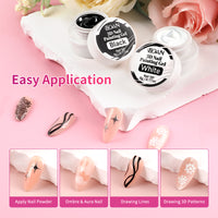 BQAN Nail Art Gel Paint Set – Black & White Gel Nail Polish for French Tips Flowers Drawing Ombre Design No Wipe, UV/LED Curing, Home & Salon Use