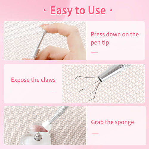 BQAN 100pcs Ombre Nail Spongeswith Gripper Pen - 0.39" Nail Art Tools for Gradient Manicure