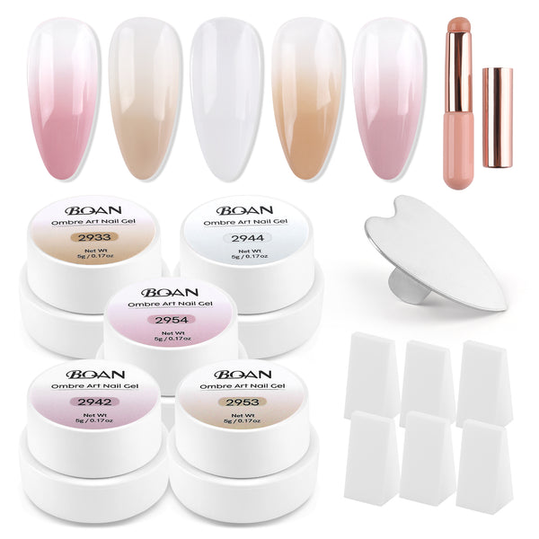 BOAN Ombre Nail Gel Kit – 5 Sheer Nude Pink Colors