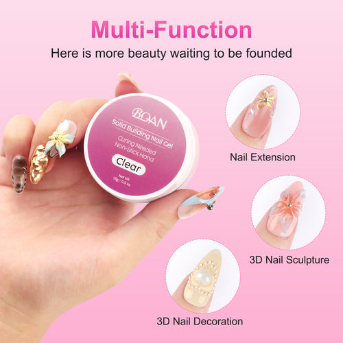 BQAN 3D Nail Builder Gel Set – Clear Sculpting Extension Gel