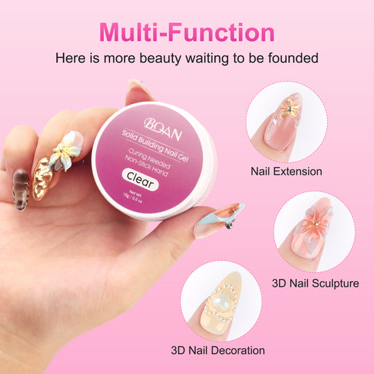BQAN 3D Nail Builder Gel Set – Clear Sculpting Extension Gel