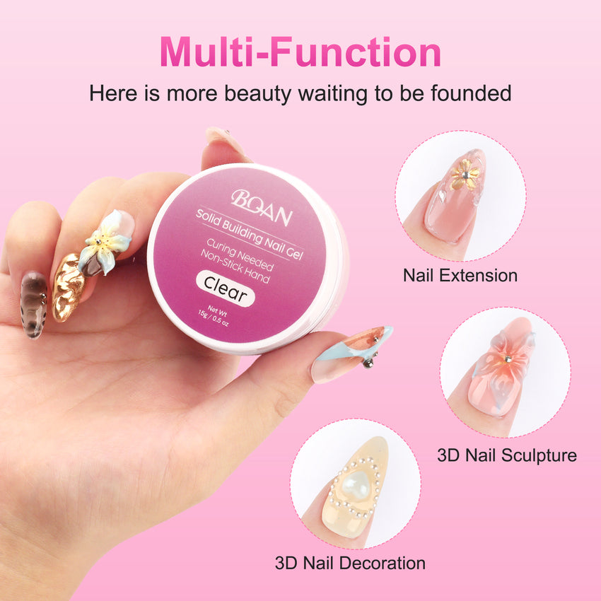 BQAN 3D Nail Builder Gel Set – Clear Sculpting Extension Gel