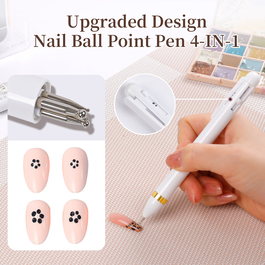 BQAN 4-In-1 Nail Dotting Tool – Multi Size Ball Point Pen for Nail Art Design
