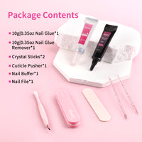 BQAN 10g Semi Nail Glue for Press On Nails, Super Strong | Quick Drying | Long Lasting | No UV Light Needed for Fake Acrylic Nails Tips with 10ml Nail Glue Remover