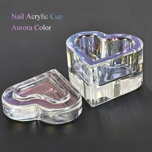 BQAN Nail Art Clear Dishes Cup With Lid For Acrylic Liquid Powder Styling Beauty Tool Irregular Shaped Brush Washing Cup For Nail Art Heart Shape