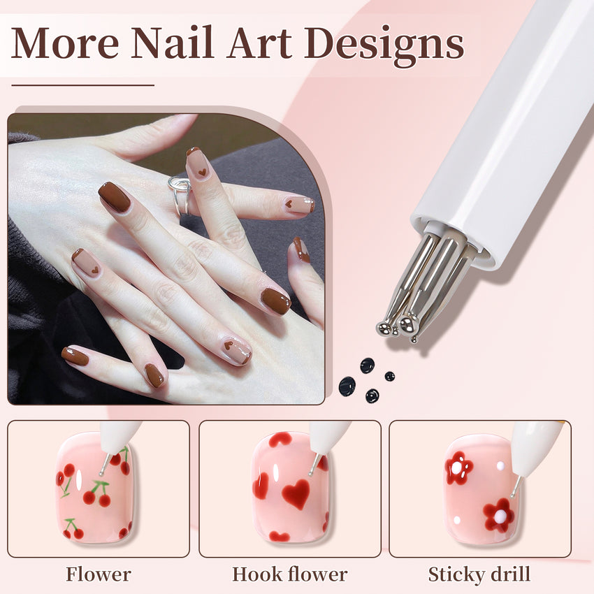 BQAN 4-In-1 Nail Dotting Tool – Multi Size Ball Point Pen for Nail Art Design