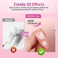 BQAN Nail Art Gel Paint Set – Black & White Gel Nail Polish for French Tips Flowers Drawing Ombre Design No Wipe, UV/LED Curing, Home & Salon Use