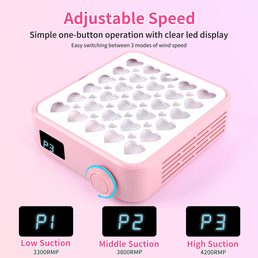 Heart-Shaped Panel Strong Suction 4200RPM Mini Nail Dust Collector