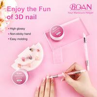 BQAN 3D Nail Builder Gel Set – Clear Sculpting Extension Gel