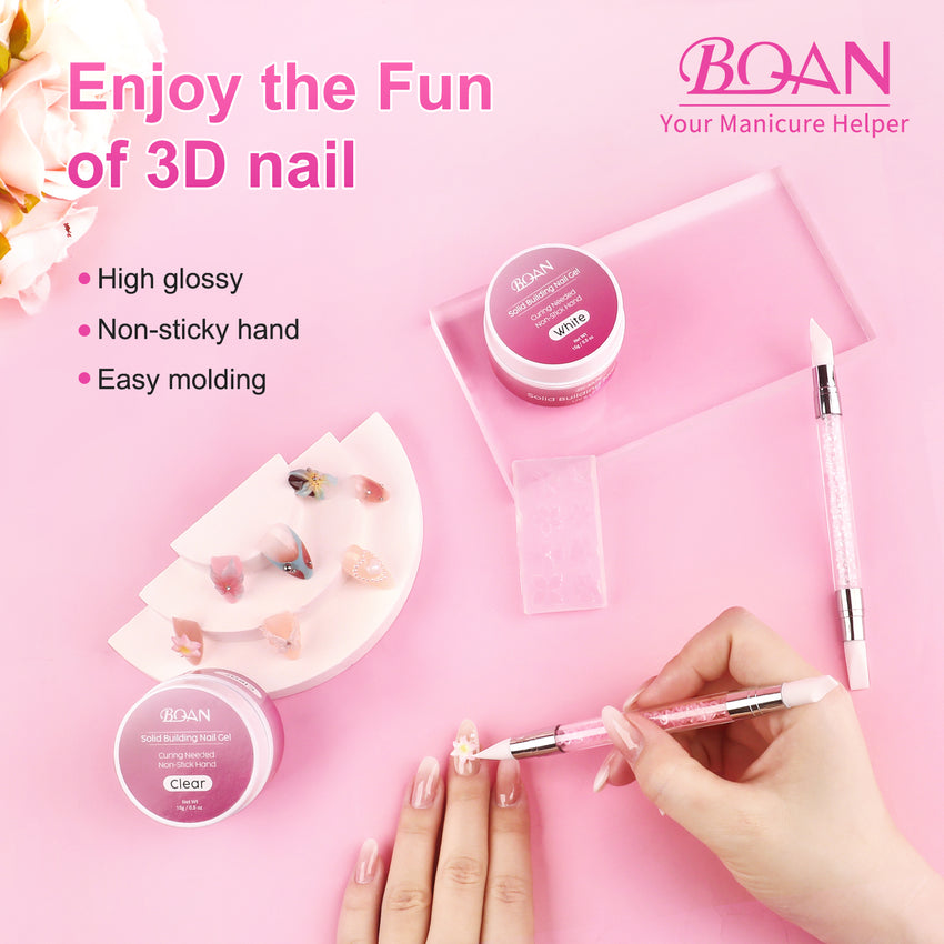 BQAN 3D Nail Builder Gel Set – Clear Sculpting Extension Gel