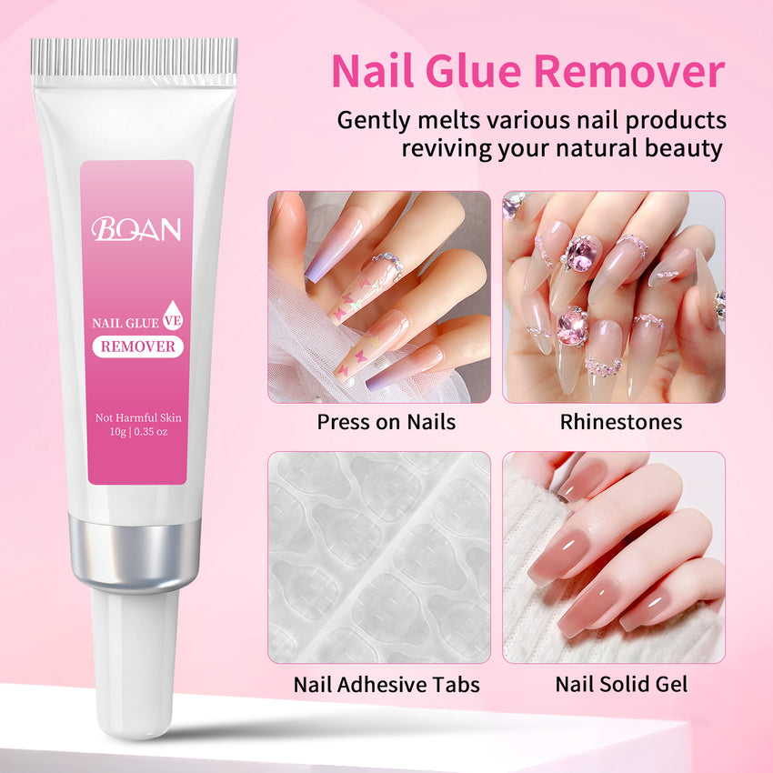 BQAN 10g Semi Nail Glue for Press On Nails, Super Strong | Quick Drying | Long Lasting | No UV Light Needed for Fake Acrylic Nails Tips with 10ml Nail Glue Remover