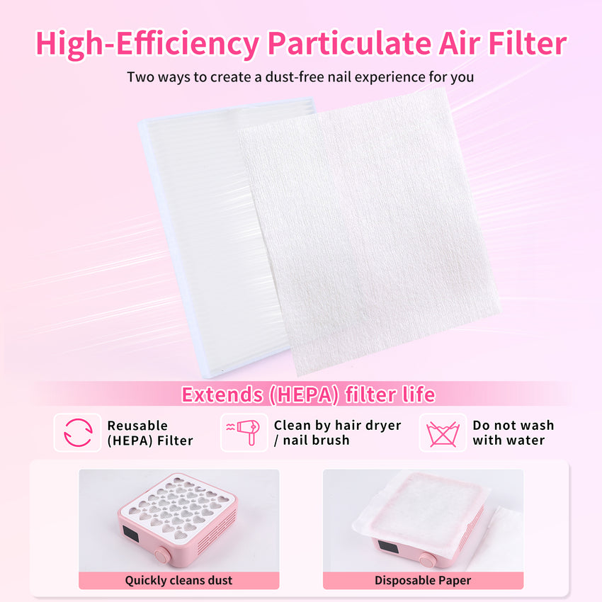 Heart-Shaped Panel Strong Suction 4200RPM Mini Nail Dust Collector