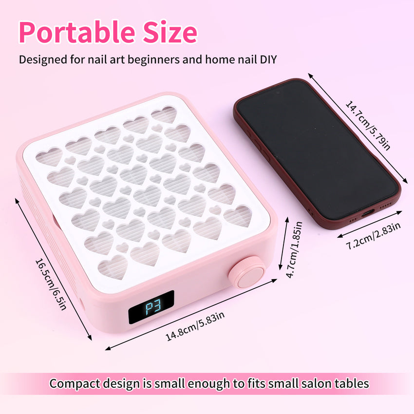 Heart-Shaped Panel Strong Suction 4200RPM Mini Nail Dust Collector