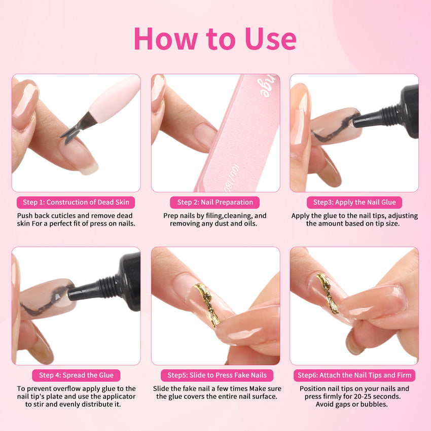 BQAN 10g Semi Nail Glue for Press On Nails, Super Strong | Quick Drying | Long Lasting | No UV Light Needed for Fake Acrylic Nails Tips with 10ml Nail Glue Remover