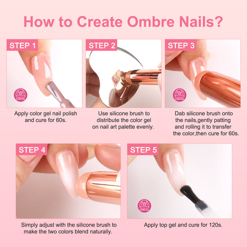 BOAN Ombre Nail Gel Kit – 5 Sheer Nude Pink Colors