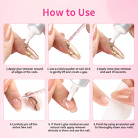 BQAN 10g Semi Nail Glue for Press On Nails, Super Strong | Quick Drying | Long Lasting | No UV Light Needed for Fake Acrylic Nails Tips with 10ml Nail Glue Remover