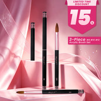 BQAN Acrylic Brush Set|3 sizes|100% Pure Kolinsky Hair|Professional Nail Tool