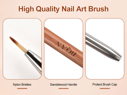 4 Tape Sandalwood Handled Nail Art Brush For Different Nail Beauty Needs