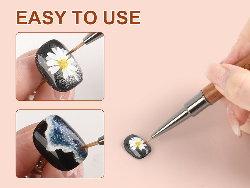 4 Tape Sandalwood Handled Nail Art Brush For Different Nail Beauty Needs