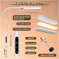 BQAN LED Desk Lamp with Clamp, Flexible Gooseneck Nail Table Lamp Touch Control, Eye-Care 15W Desk Light 5 Modes & 9 Brightness Levels for Nail/Office/Home/Work
