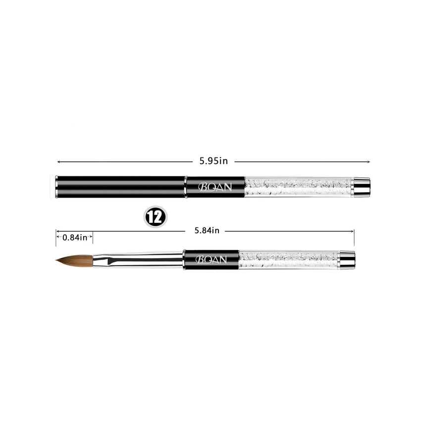 BOAN Kolinsky Acrylic Nail Brush – Professional Oval Acrylic Brush with Rhinestone Handle