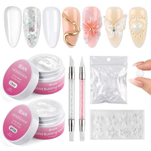 BQAN 3D Nail Builder Gel Set – Clear Sculpting Extension Gel