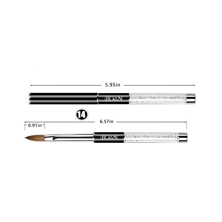 BOAN Kolinsky Acrylic Nail Brush – Professional Oval Acrylic Brush with Rhinestone Handle