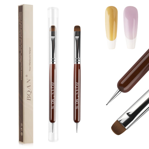 BQAN Dual Tip Nail Art Brush #12 #14 #16 – French Brush + Dotting Tool
