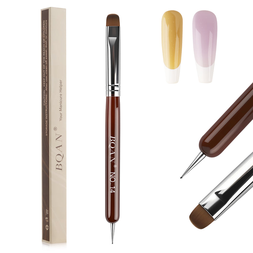 BQAN Dual Tip Nail Art Brush #12 #14 #16 – French Brush + Dotting Tool