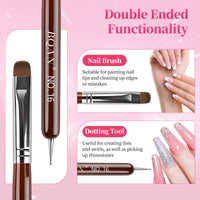 BQAN Dual Tip Nail Art Brush #12 #14 #16 – French Brush + Dotting Tool