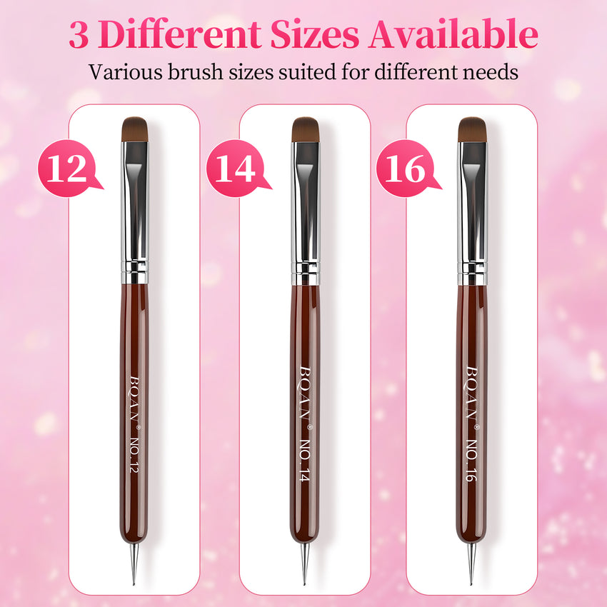 BQAN Dual Tip Nail Art Brush #12 #14 #16 – French Brush + Dotting Tool