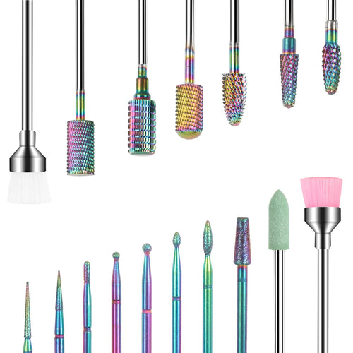 BQAN Home Salon Nail Art Supplies 17 Tungsten Carbide Drill Bits Set 3/32 Inch Professional Drill Bits For Nail Drill, Acrylic Nails, Manicure Pedicure