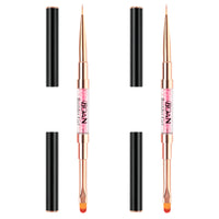 BQAN 2Pcs Dual-ended Nail Art Brush, Liner & Oval Brushes with Rhinestone Handle, Professional Nails Art Tools