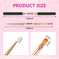 BQAN 2Pcs Dual-ended Nail Art Brush, Liner & Oval Brushes with Rhinestone Handle, Professional Nails Art Tools