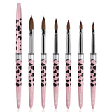 📣New In🔥BQAN Exclusive Design Pink Cow Print 100% Kolinsky UV Polish Gel Synthetic Acrylic Brush Tool Pen 3D Acrylic Nail Art Brush