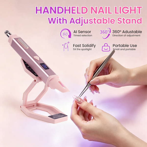 BQAN Pink Nail Lamp Portable, Professional UV LED Nail Dryer With Magnetic Stand, Auto Finger Activated & 60s Fast Cure for Nail Salon Use