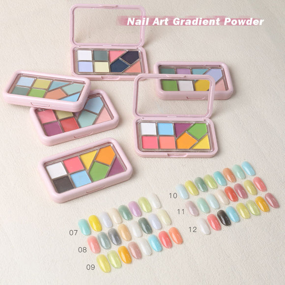 BQAN Desgins Professional Dipping Nail Powder Set for Nails Polish Solid Gradient 8 Colors No.07-12