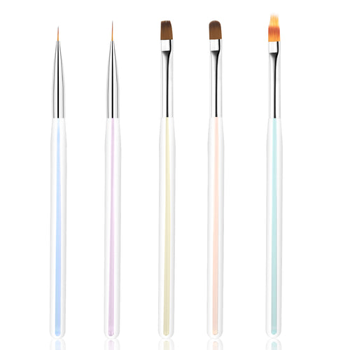 Iridescent Nail Art Brush Set – 5PCS Aurora Rainbow Nail Art Brushes for DIY & Salon Use