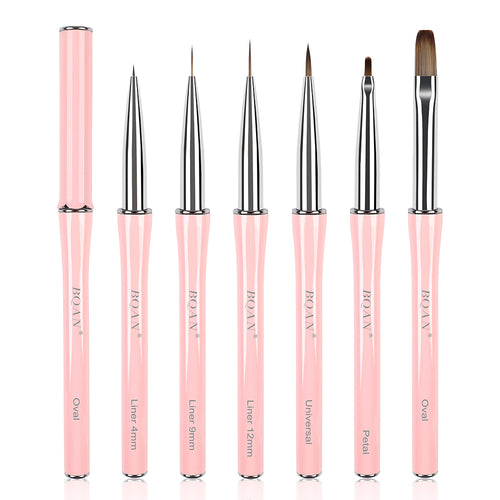 BQAN New Design 6 pcs Pink Flower Gel Nail Brush Set