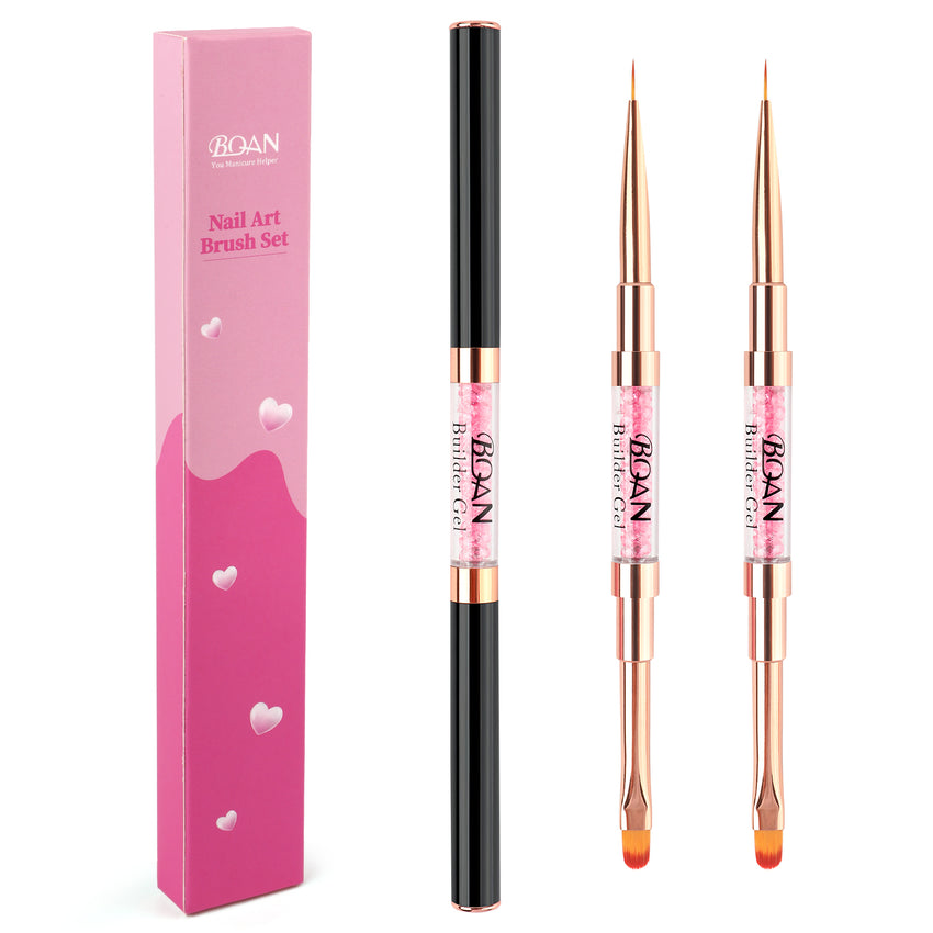 New Design Double headed Nail Art Liner Brush & UV Gel Brush for Builder Gel Nail Extension