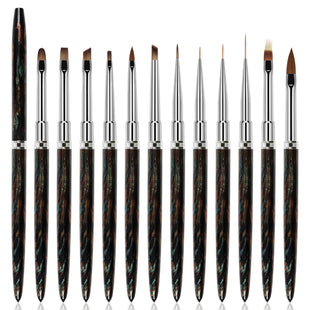 BQAN High Quality Black Metallic Nylon Gel Nail Art Brush Set