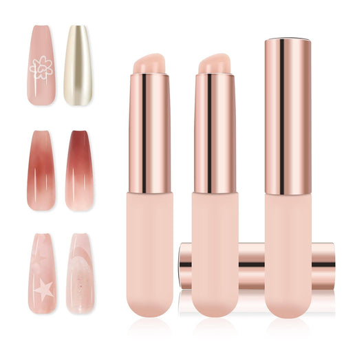 BQAN 3Pcs Pink Silicone Nail Brushes - Ombre, Chrome & French Manicure Tools