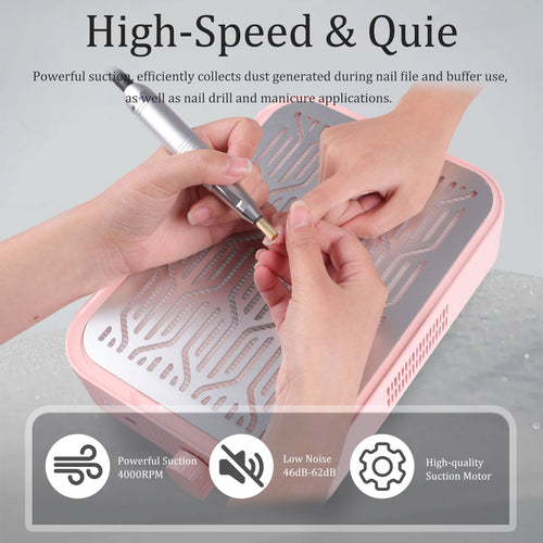 BQAN Rechargeable Nail Dust Collector with 2 Filters | Portable Vacuum for Acrylic & Nail Polishing | Nail Tech Essential