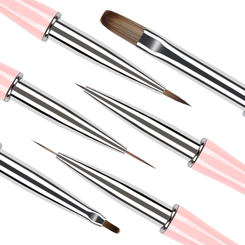 BQAN New Design 6 pcs Pink Flower Gel Nail Brush Set