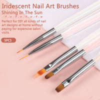 Iridescent Nail Art Brush Set – 5PCS Aurora Rainbow Nail Art Brushes for DIY & Salon Use