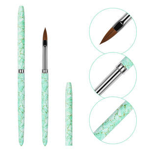 Customized Green Textured Metal Handle Multi-Purpose Nylon and Acrylic Brush for Nails